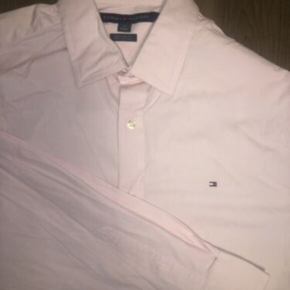 Tommy Hilfiger Button Up Shirt Medium Pink  Long Sleeve Casual Logo Collared - Picture 1 of 8